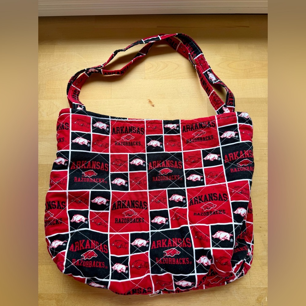Handmade Arkansas Razorback Quilted Tote Bag University of Arkansas Hog Fan Gear